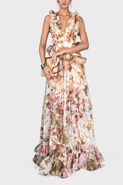 Rowangirl  Elegant Ruffle Maxi Dress