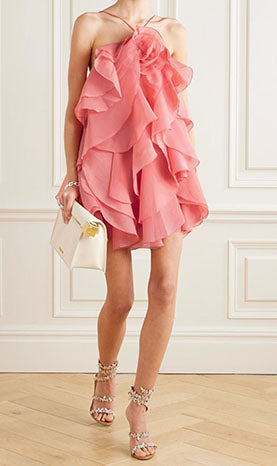 Rowangirl  Halter Neck Floral Ruffle Dress