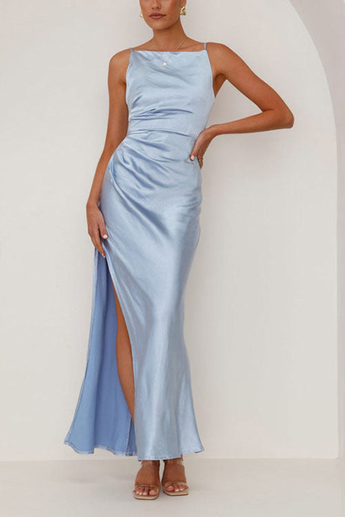 Rowangirl  Backless Slit Mid-Length Sleeveless Suspender Dress