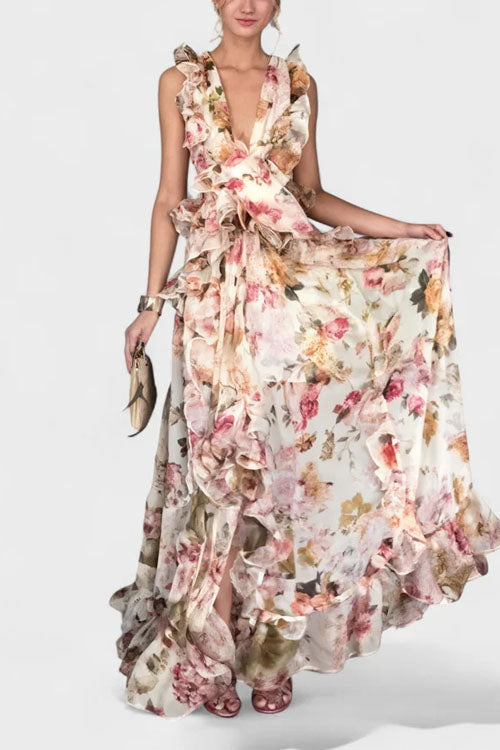 Rowangirl  Elegant Ruffle Maxi Dress