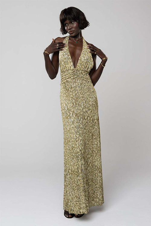 Rowangirl  Printed Halterneck Evening Dress