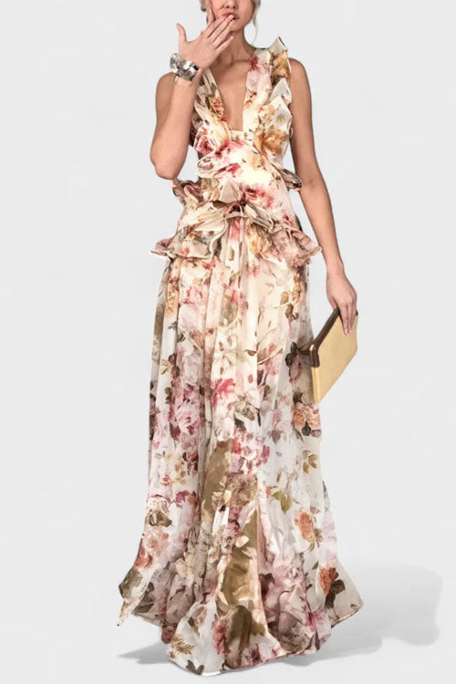 Rowangirl  Elegant Ruffle Maxi Dress