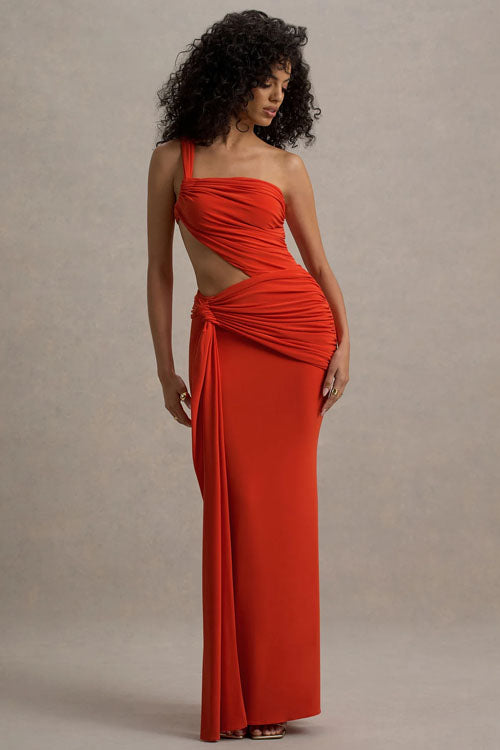 Rowangirl Solid Color Irregular Long Dress