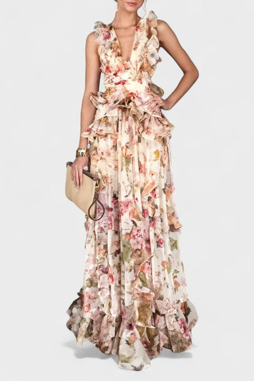 Rowangirl  Elegant Ruffle Maxi Dress