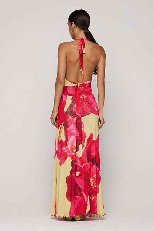Rowangirl  Printed Halterneck Evening Dress