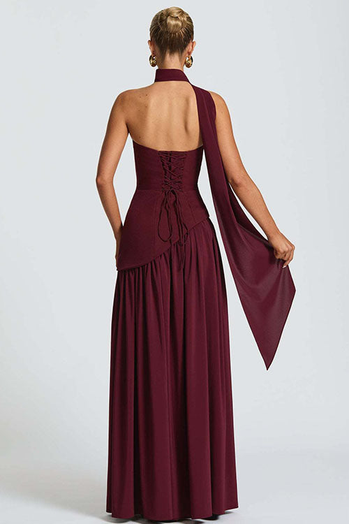 Rowangirl  Strapless Solid Color Slit Dress