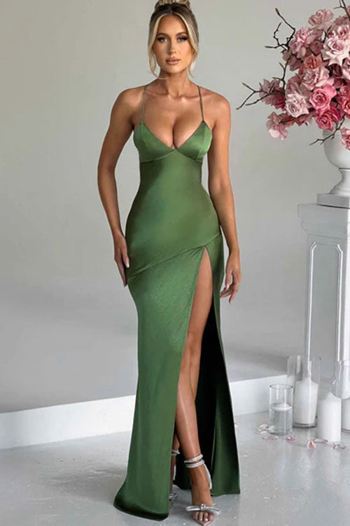 Rowangirl Backless Sleeveless Slit Long Dress