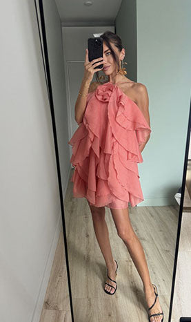 Rowangirl  Halter Neck Floral Ruffle Dress