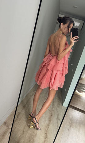 Rowangirl  Halter Neck Floral Ruffle Dress