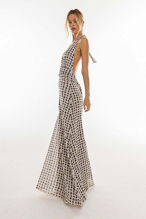 Rowangirl  Printed Halterneck Evening Dress