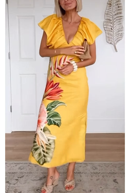 Rowangirl   V-neck Short-sleeved Exquisite Dress