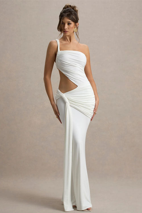 Rowangirl Solid Color Irregular Long Dress