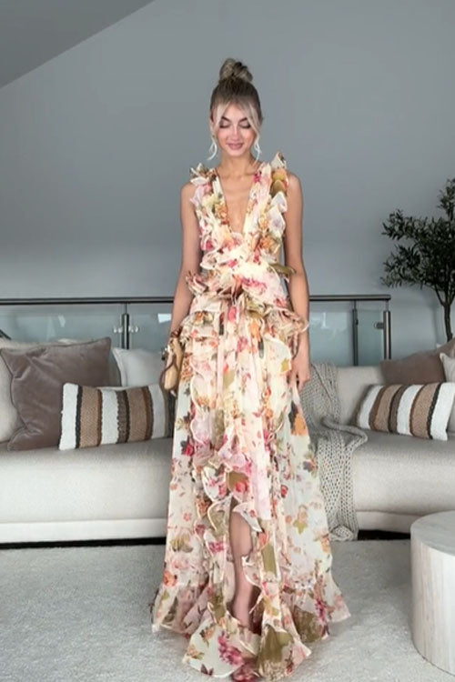 Rowangirl  Elegant Ruffle Maxi Dress