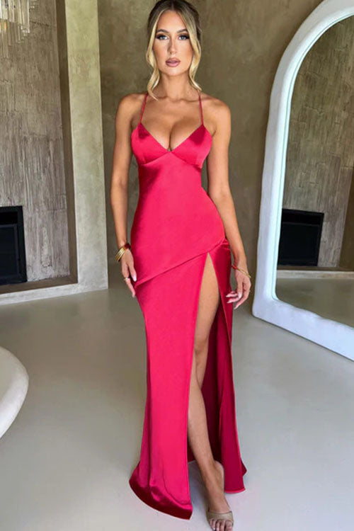 Rowangirl Backless Sleeveless Slit Long Dress