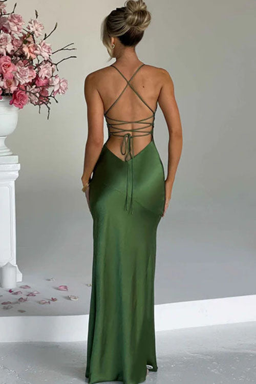 Rowangirl Backless Sleeveless Slit Long Dress