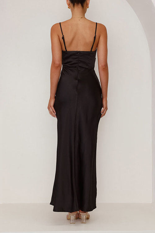 Rowangirl  Backless Slit Mid-Length Sleeveless Suspender Dress