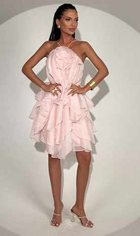 Rowangirl  Halter Neck Floral Ruffle Dress
