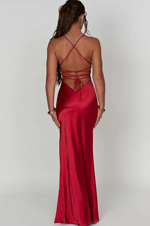 Rowangirl Backless Sleeveless Slit Long Dress