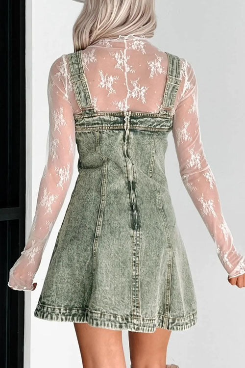 Rowangirl Fashionable Aand Versatile Denim Suspender Dress