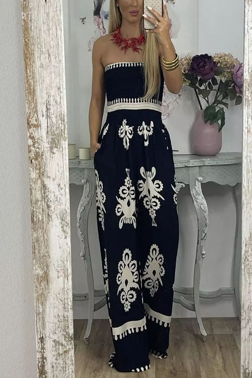 Rowangirl  Printed Chest Wrap Jumpsuit