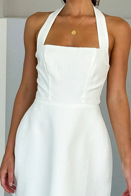Rowangirl Solid Color Fashion Halter Dress