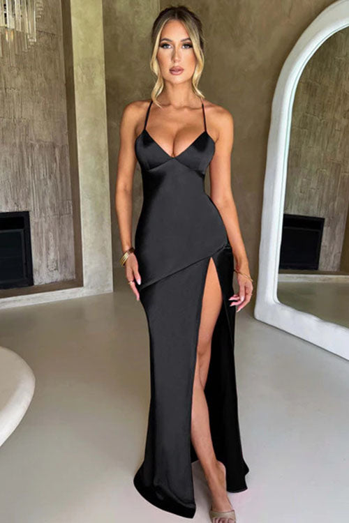 Rowangirl Backless Sleeveless Slit Long Dress