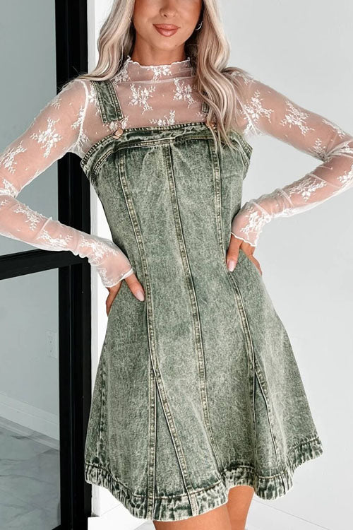 Rowangirl Fashionable Aand Versatile Denim Suspender Dress
