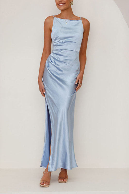 Rowangirl  Backless Slit Mid-Length Sleeveless Suspender Dress