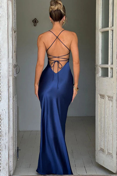 Rowangirl Backless Sleeveless Slit Long Dress