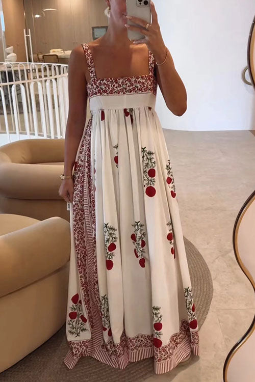 Rowangirl  Large Hem Printed Suspender Long Dress
