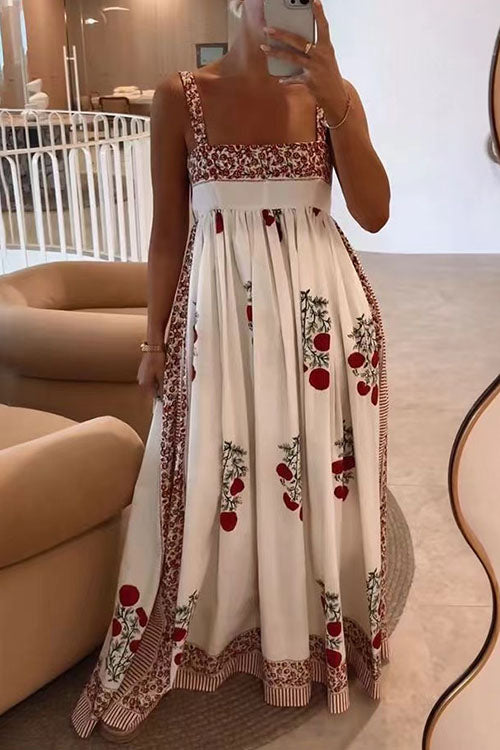 Rowangirl  Large Hem Printed Suspender Long Dress
