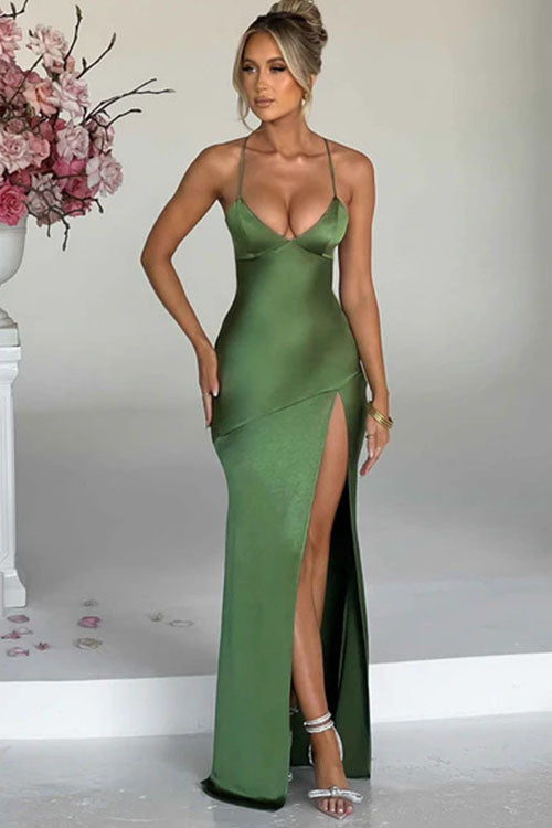 Rowangirl Backless Sleeveless Slit Long Dress