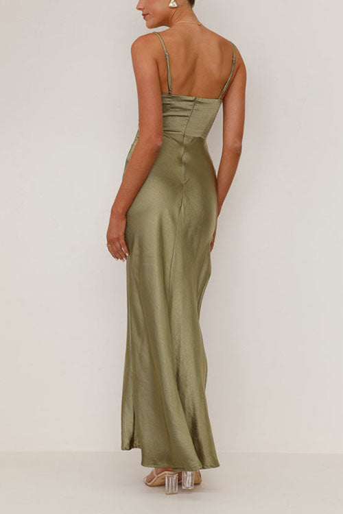 Rowangirl  Backless Slit Mid-Length Sleeveless Suspender Dress