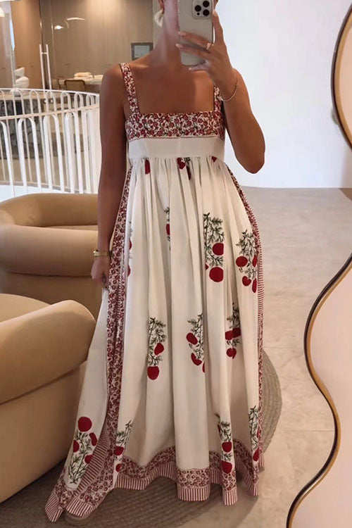 Rowangirl  Large Hem Printed Suspender Long Dress