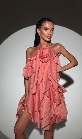 Rowangirl  Halter Neck Floral Ruffle Dress