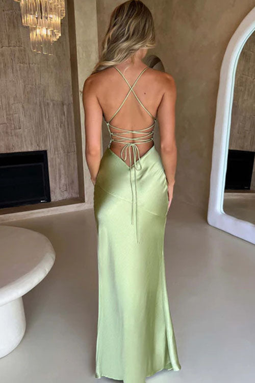 Rowangirl Backless Sleeveless Slit Long Dress