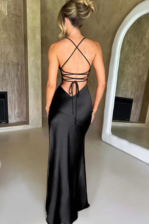 Rowangirl Backless Sleeveless Slit Long Dress