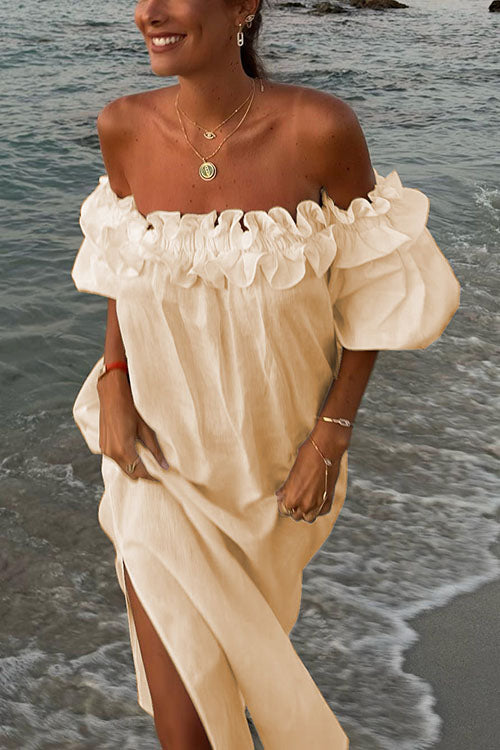 Rwangirl Boat Neck Slit Holiday Dress