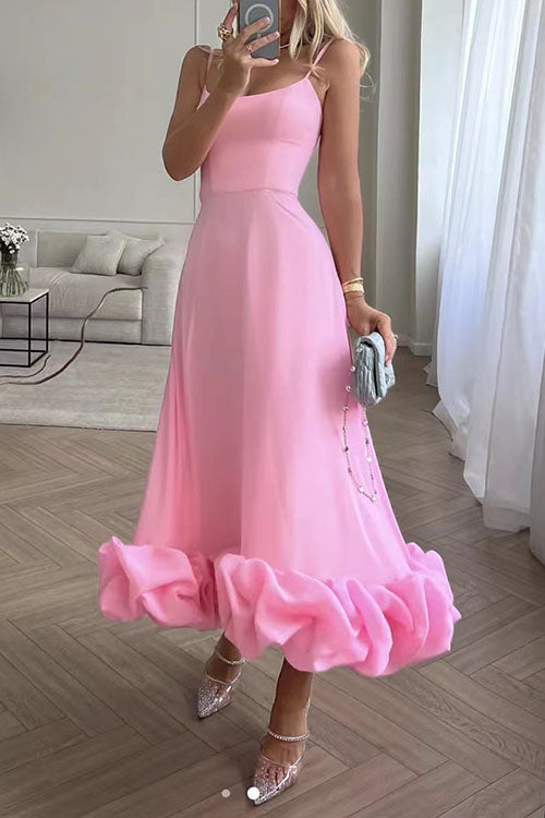 Rowangirl Chic Sling Large Three-Dimensional Flower Sleeveless Dress