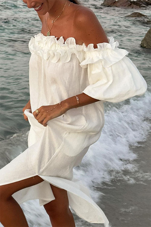 Rwangirl Boat Neck Slit Holiday Dress