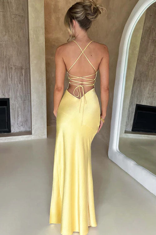Rowangirl Backless Sleeveless Slit Long Dress