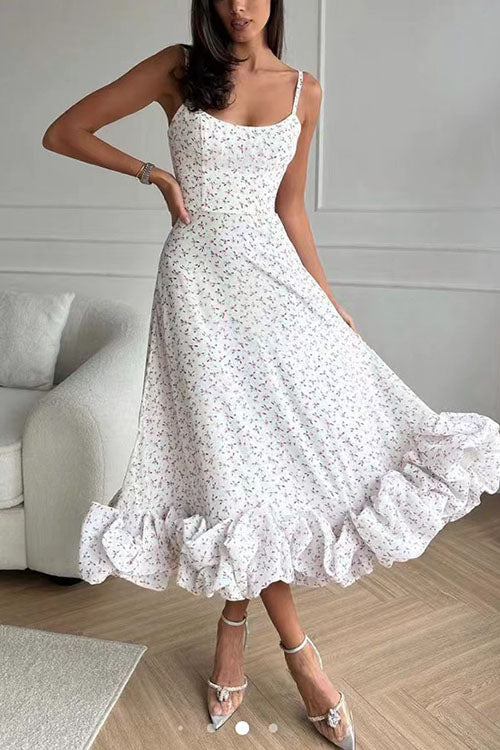 Rowangirl Chic Sling Large Three-Dimensional Flower Sleeveless Dress