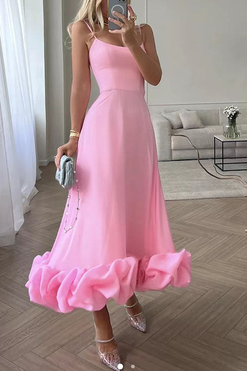 Rowangirl Chic Sling Large Three-Dimensional Flower Sleeveless Dress