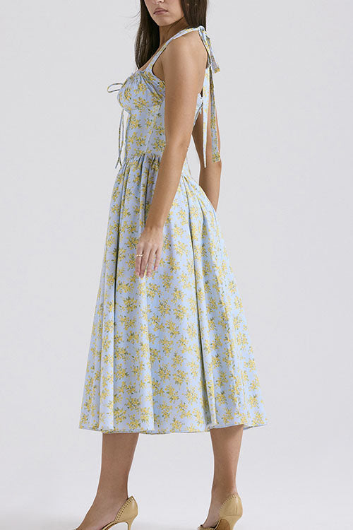Rowangirl   Fashion Print Halter Neck Lace Dress