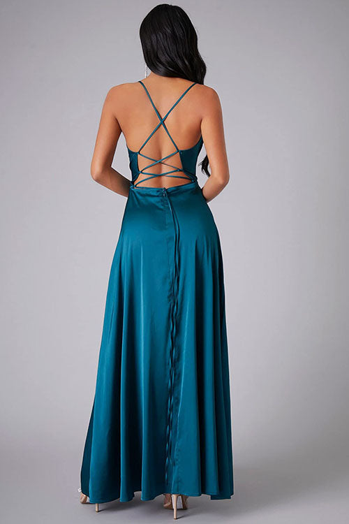 Rowangirl Fashionable And Elegant Long Dress With Suspenders