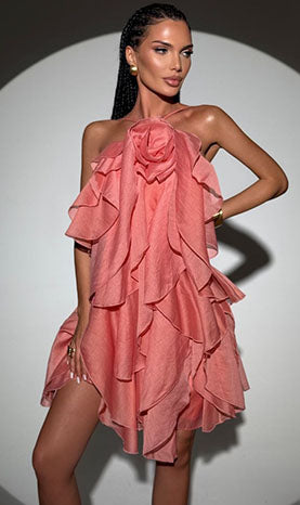 Rowangirl  Halter Neck Floral Ruffle Dress