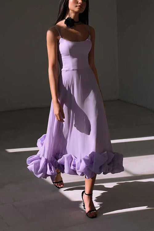 Rowangirl Chic Sling Large Three-Dimensional Flower Sleeveless Dress