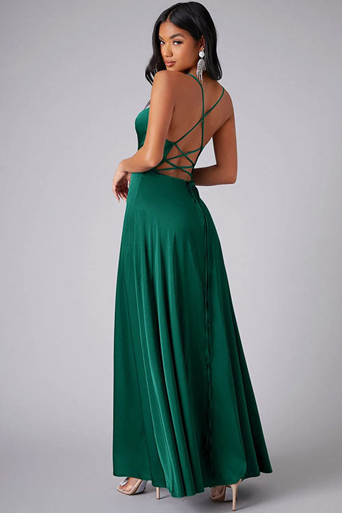 Rowangirl Fashionable And Elegant Long Dress With Suspenders