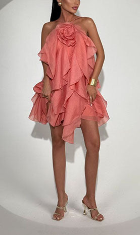 Rowangirl  Halter Neck Floral Ruffle Dress
