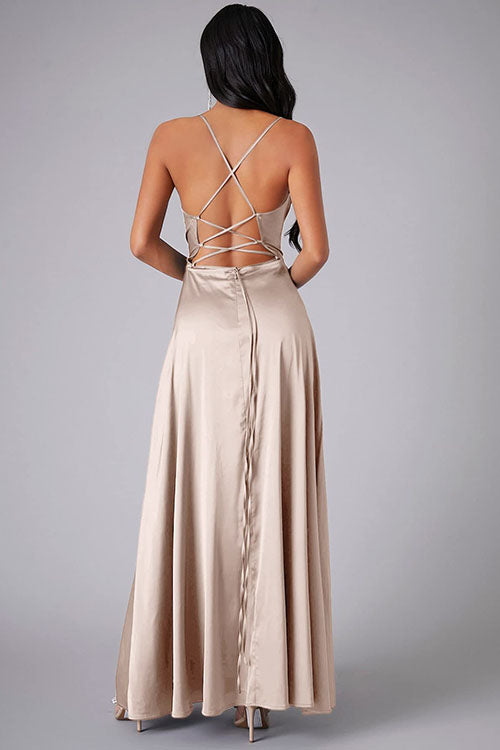 Rowangirl Fashionable And Elegant Long Dress With Suspenders